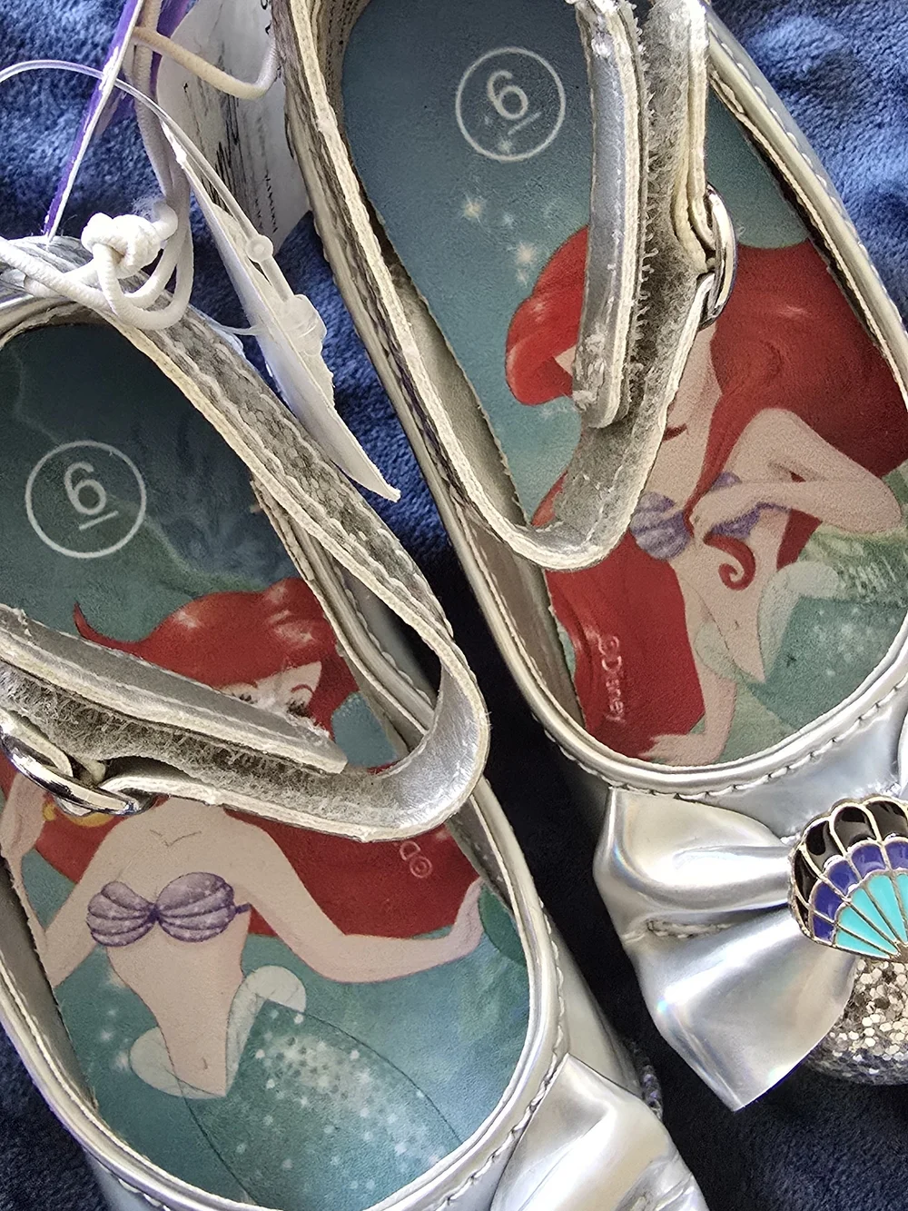 Disney Silver Girls Ariel Dress Shoes with Shell Charm